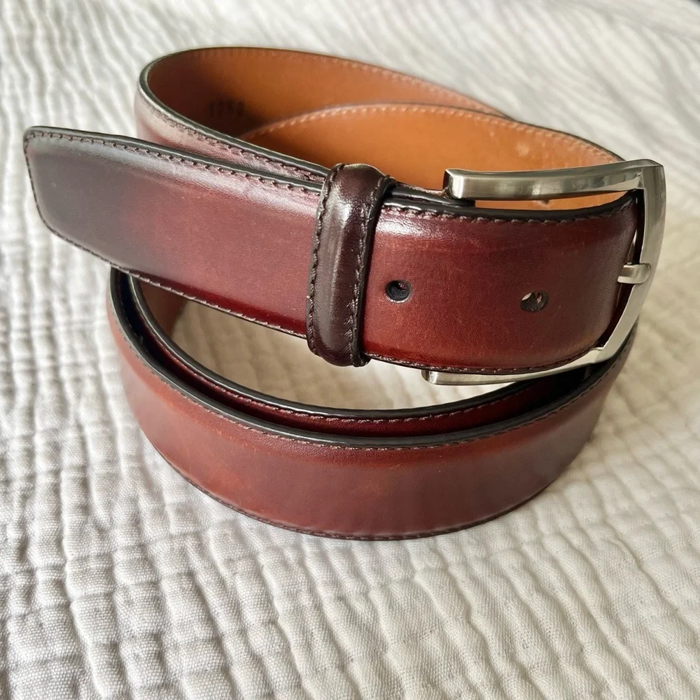 Magnanni Men's Burnished Brown Leather Belt Size 44